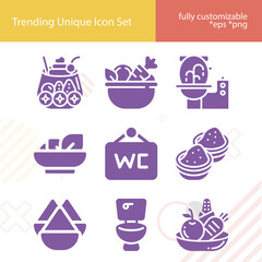 Simple set of dressing related filled icons.