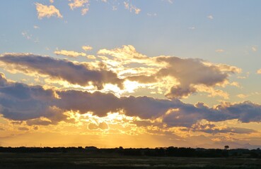 秋の渡良瀬　夕景　幻想的