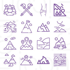 16 pack of elevation  lineal web icons set