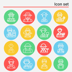 16 pack of wisconsin  lineal web icons set