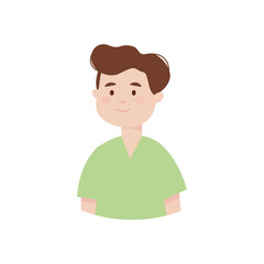 cartoon man smiling icon, flat style