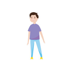 cartoon man standing wearing casual clothes, flat style
