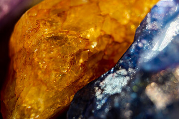 Yellow amethyst and crystals 