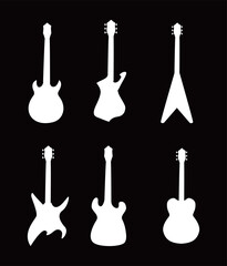 guitars instruments black and white style icons vector design
