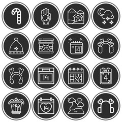 16 pack of february  lineal web icons set