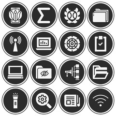 16 pack of print  filled web icons set