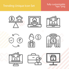Simple set of investments related lineal icons.