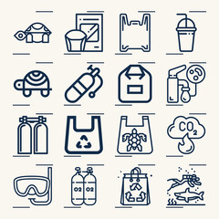 Simple set of coral related lineal icons.