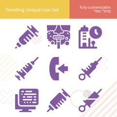 Simple set of vaccination related filled icons.