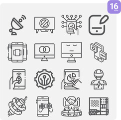 Simple set of civil engineering related lineal icons.