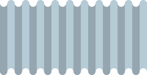 Corrugated metal fence isolated on a white background. Metallic gray corrugated board. Flat infographics. Vector illustration.