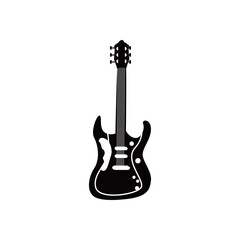 guitar electric instrument black and white style icon vector design