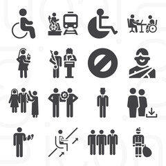 16 pack of disadvantaged  filled web icons set