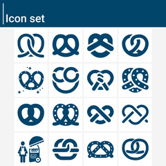 Simple set of pretzel related filled icons.