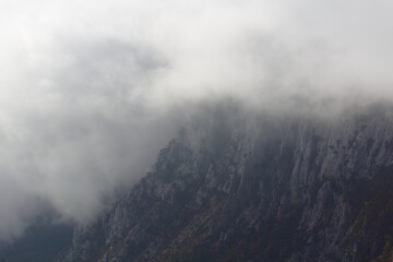 Mountain in the massive clouds
