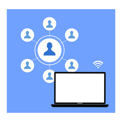 laptop connection people, infographic