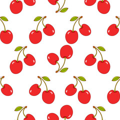 Cherry seamless pattern design. Cherry fruit pattern background. Fruit seamless pattern isolated.