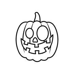cartoon halloween pumpkin icon, line style