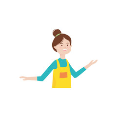 cartoon young woman smiling icon, flat style