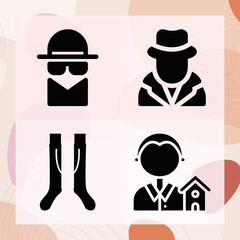 Simple set of drafted related filled icons