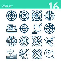Simple set of 16 icons related to pulse generator