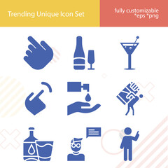 Simple set of habit related filled icons.