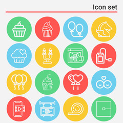 16 pack of quote  lineal web icons set