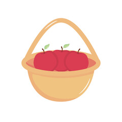 basket with apples, flat style