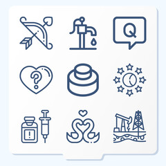 Simple set of 9 icons related to pump