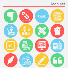 16 pack of literate person  filled web icons set