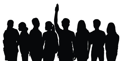 People political protest with three fingers salute silhouette vector.