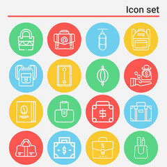 16 pack of metallic element  lineal web icons set