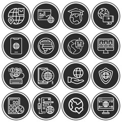 16 pack of planetary  lineal web icons set