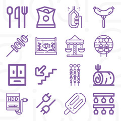 16 pack of hay  lineal web icons set