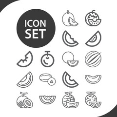 Simple set of melon related lineal icons.