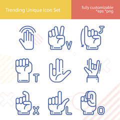 Obraz premium Simple set of linguistic process related lineal icons.
