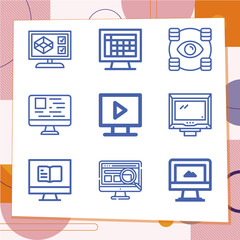 Simple set of 9 icons related to electronic fetal