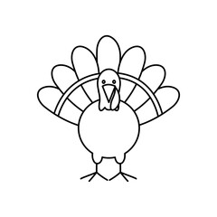 cartoon turkey icon, line style