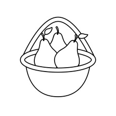 basket with pears, line style