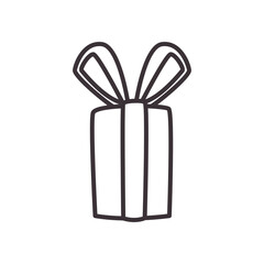 Gift with bowtie daily sticker line style icon vector design