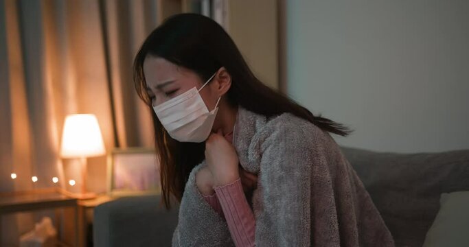 asian woman cough at home