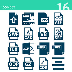 Simple set of 16 icons related to formulating