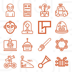 16 pack of fantasy  lineal web icons set