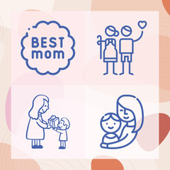 Simple set of mama related lineal icons