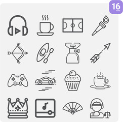 Simple set of champion related lineal icons.