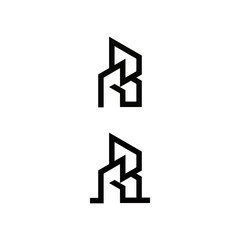 r b rb initial building logo design vector graphic idea creative