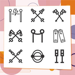 Simple set of 9 icons related to celestial pole