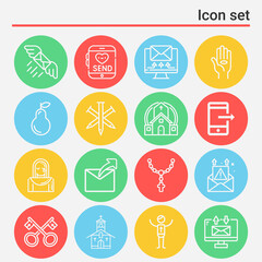 16 pack of missionaries  lineal web icons set