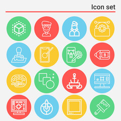 Fototapeta premium 16 pack of pop art lineal web icons set