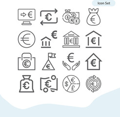 Simple set of euro related lineal icons.